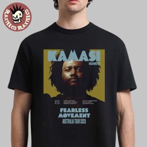 kamasi washington fearless movement australia tour 2025 poster with tour dates essentials t shirt 600x600 1.jpg